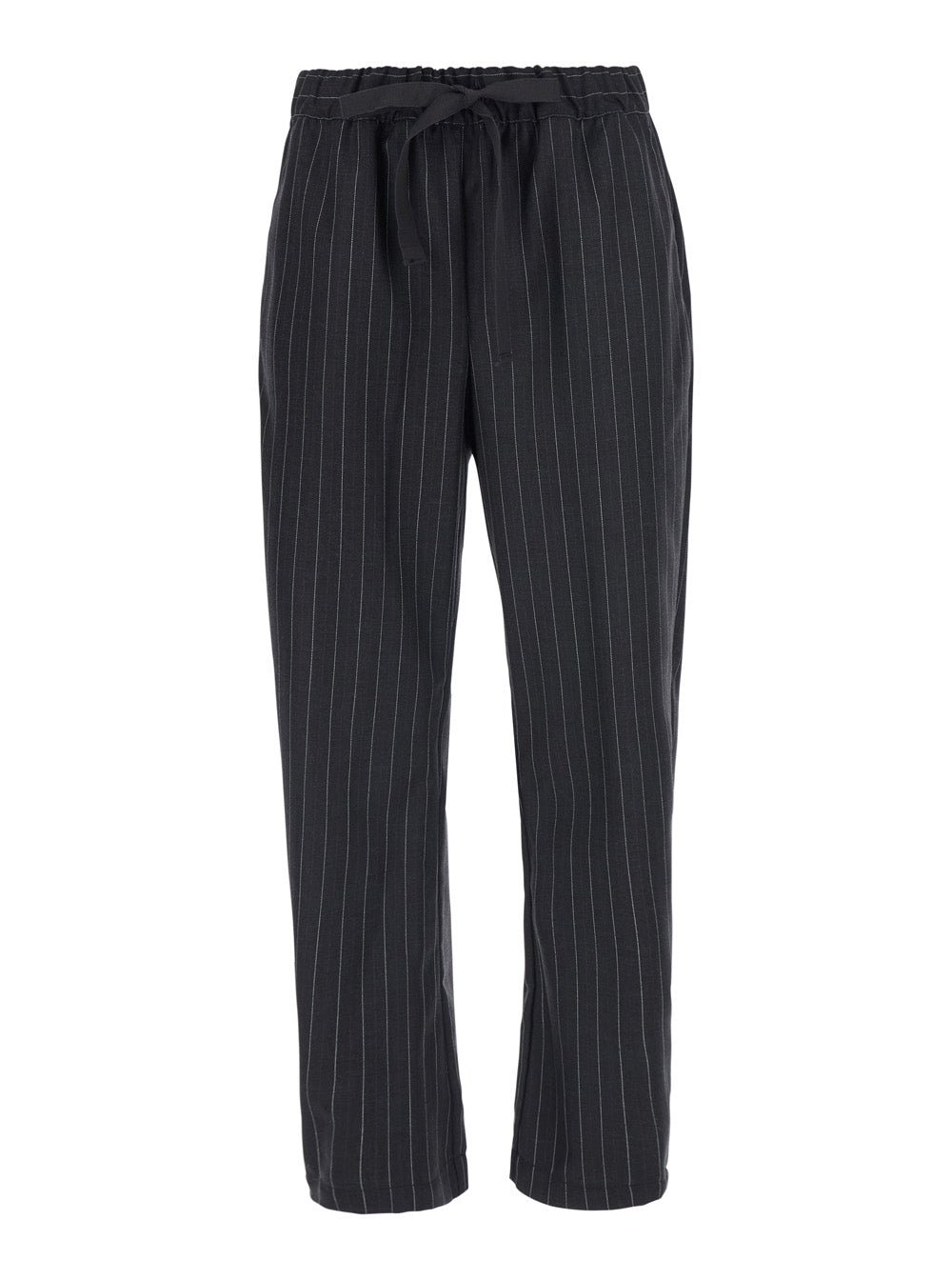 Wool-Blend Striped Trousers — Gray