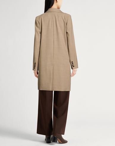 Woman Coat Beige Size 12 Polyester, Virgin Wool, Elastane