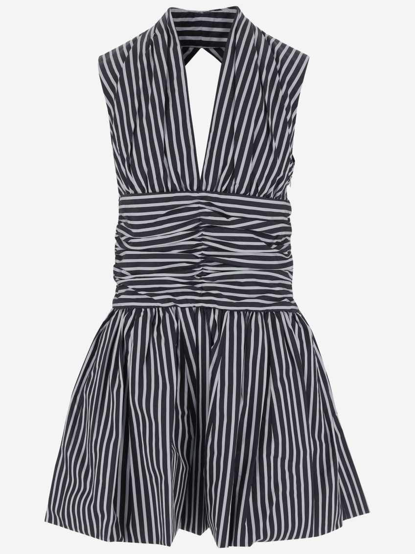 Mini Dress With Open Back In Cotton Poplin