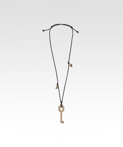 Safari Key Leaf Necklace Antique Gold