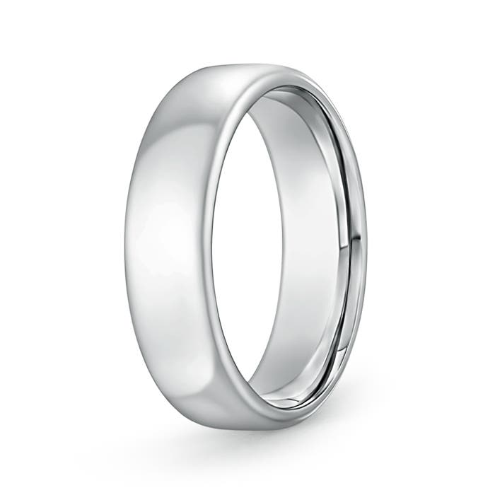 Angara High Polished Low Dome Comfort Fit Wedding Band in 18K White Gold