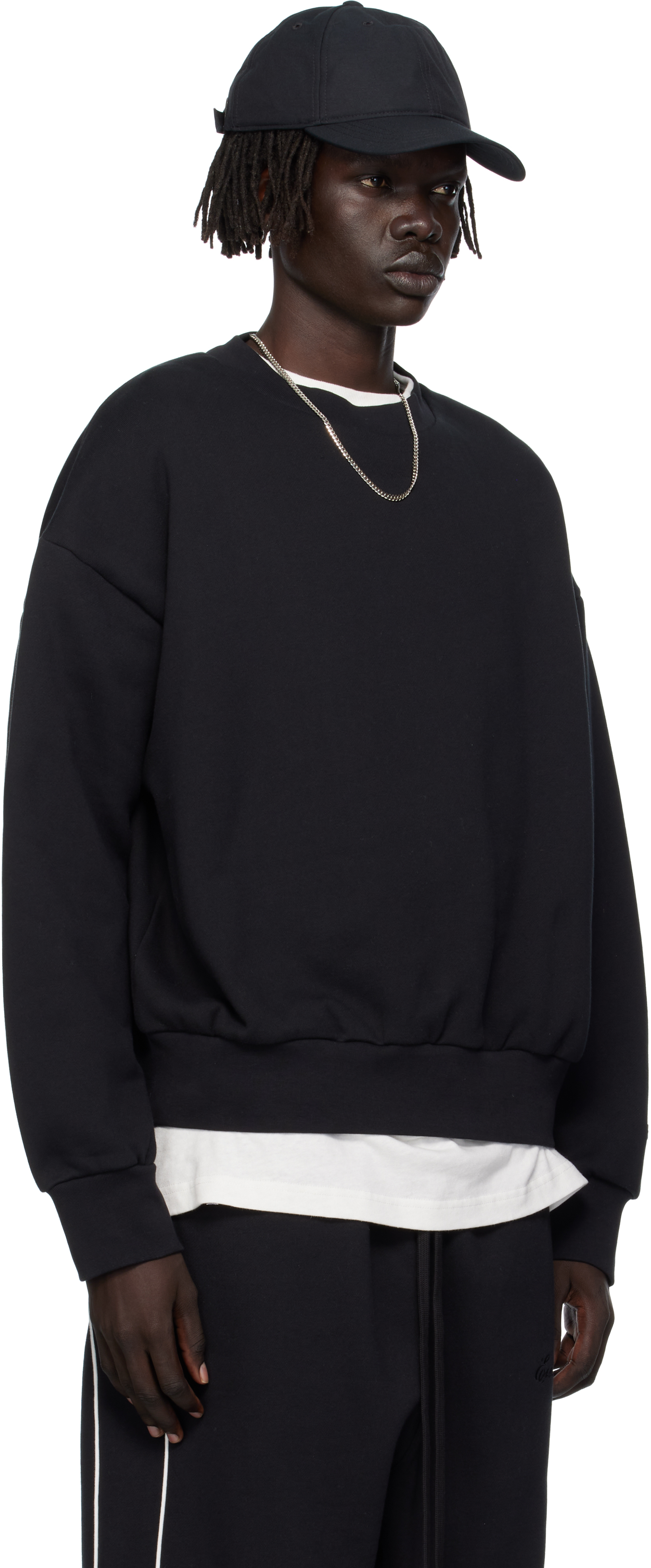 Black Classic Fit Fleece Crewneck Sweatshirt