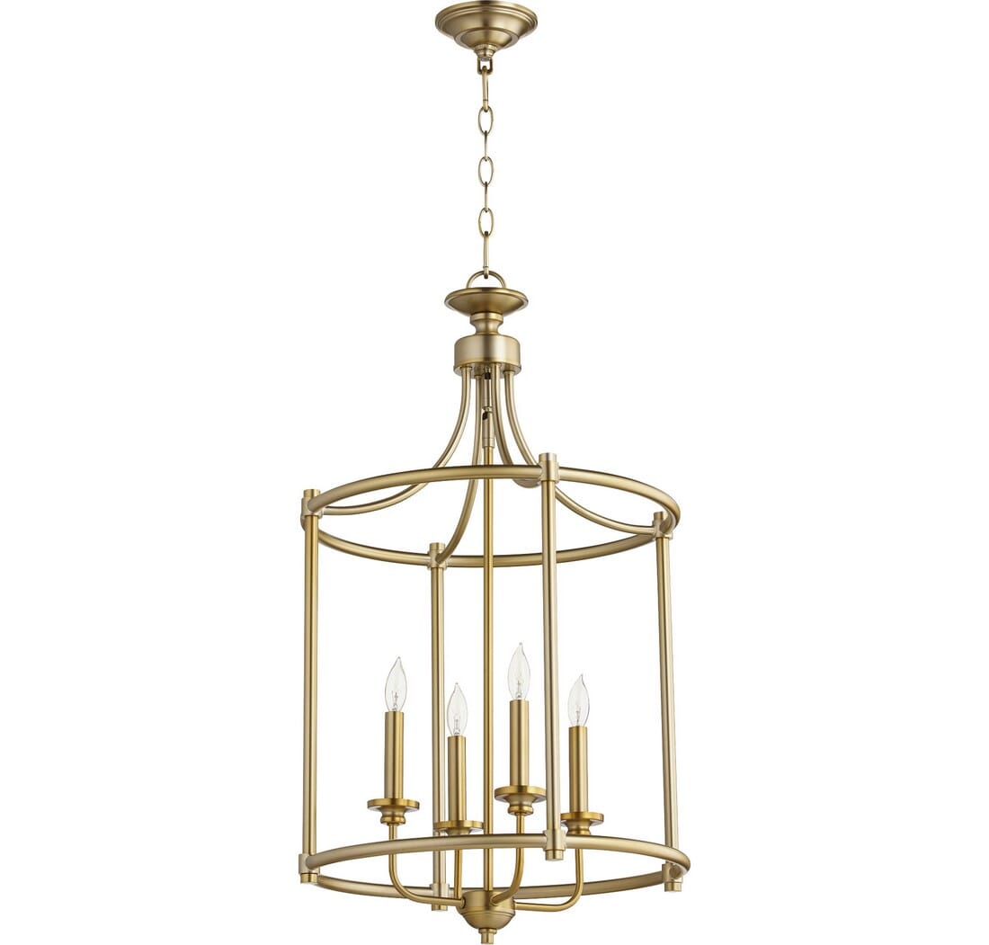 Quorum Rossington 4-Light 18" Foyer Light in Aged Bra