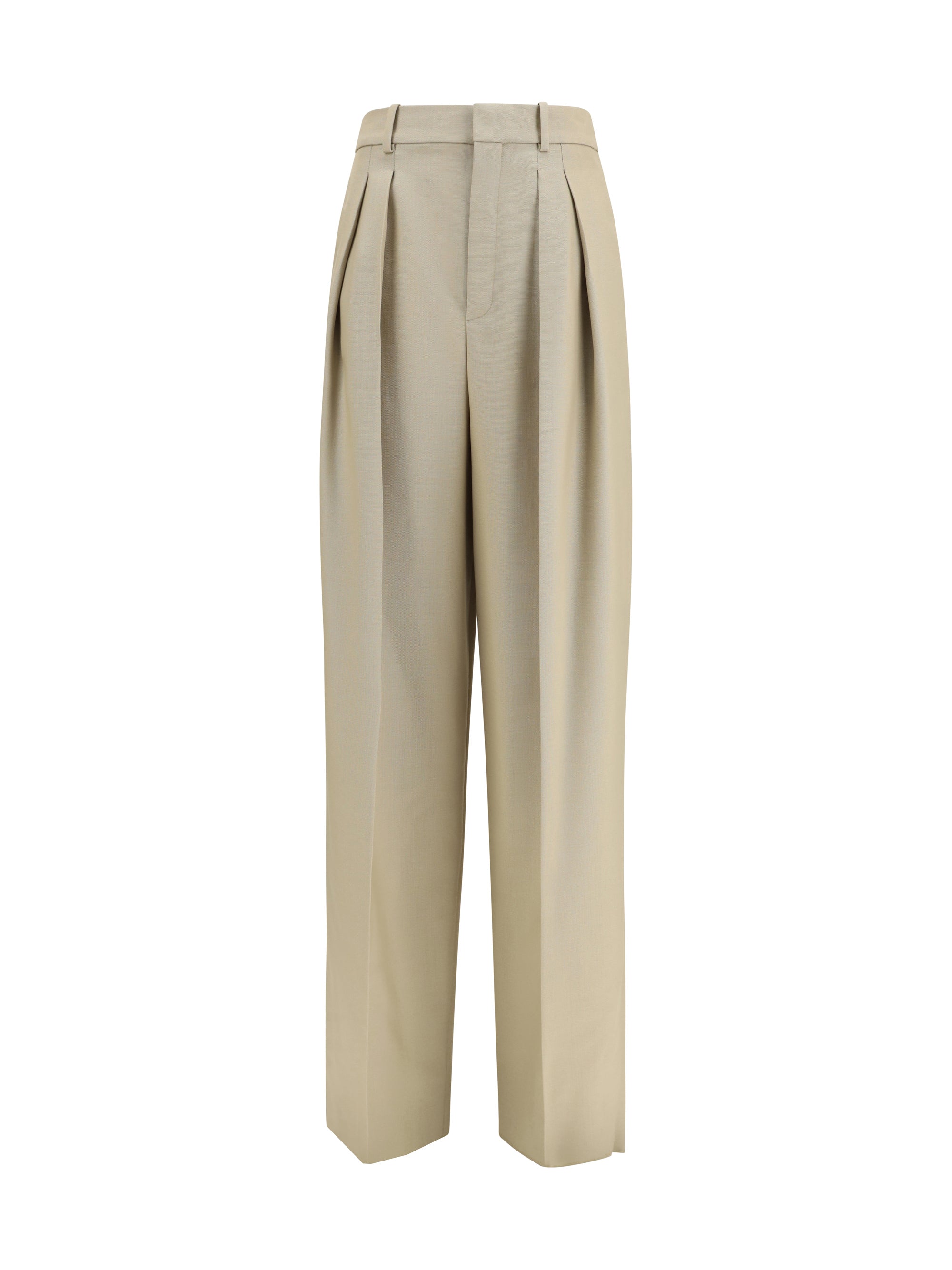 Wool and Silk Canvas Tailored Trousers — Yellow