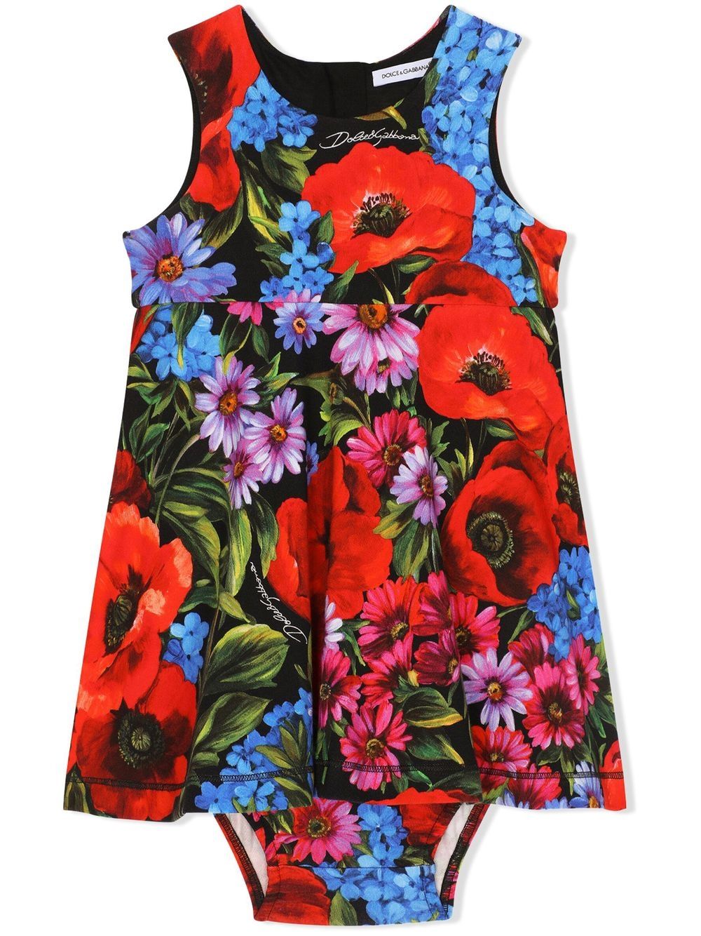 Meadow-print interlock midi dress - Blue