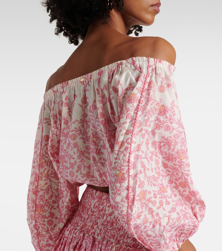 Poupette St Barth Bova floral cotton-blend crop top