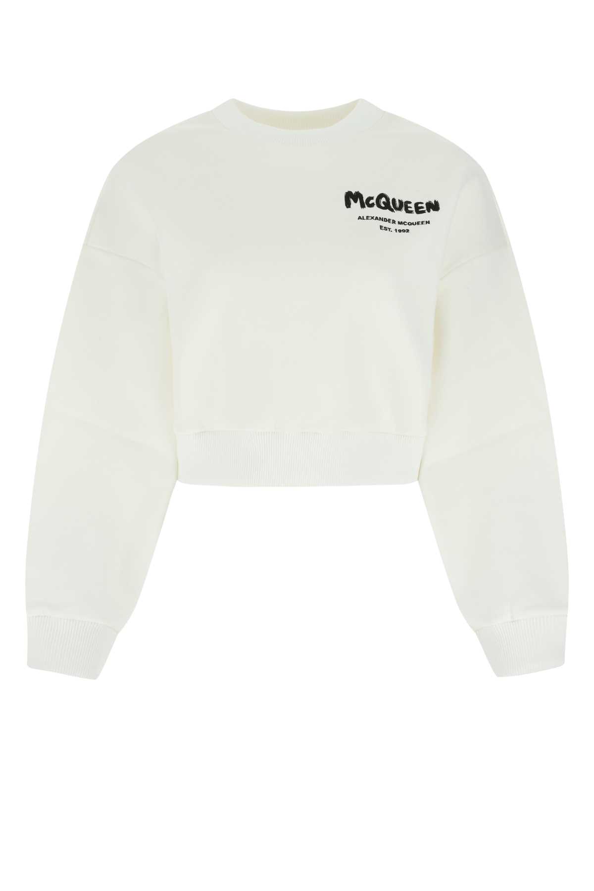 White Cotton Blend Sweatshirt