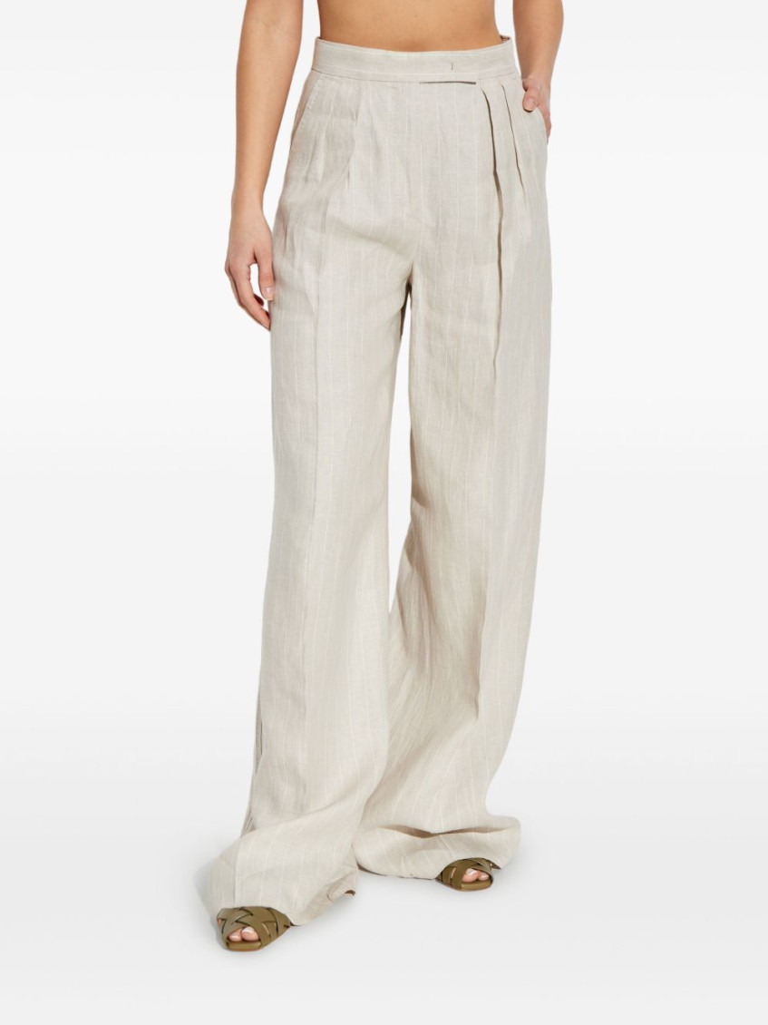 Beige Rauche linen trousers