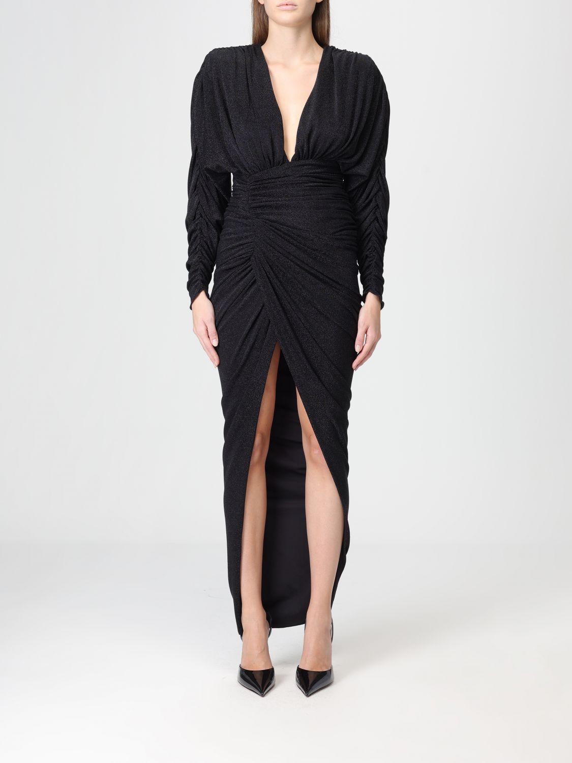 Lurex asymmetric midi dress - Gold
