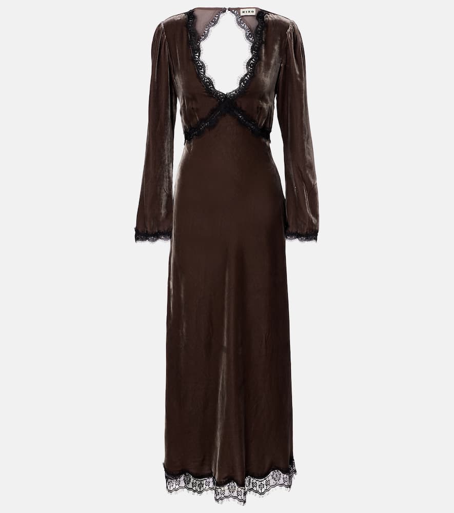 Alesha lace-trimmed velvet maxi dress
