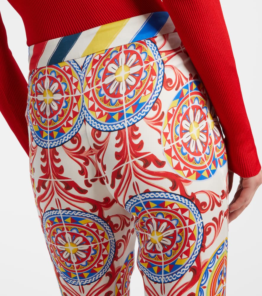 Cropped printed silk-blend flared pants