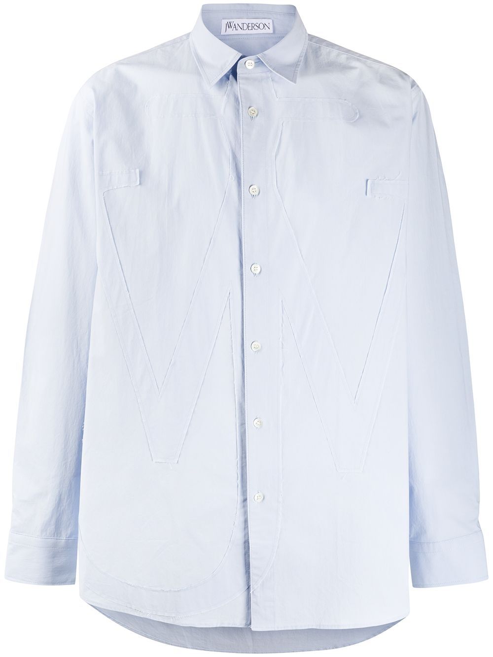 Tonal applique buttoned shirt - Blue