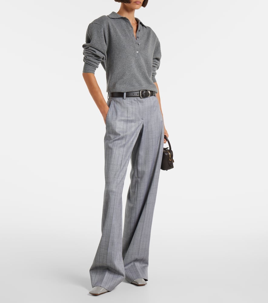 Striped wool wide-leg pants