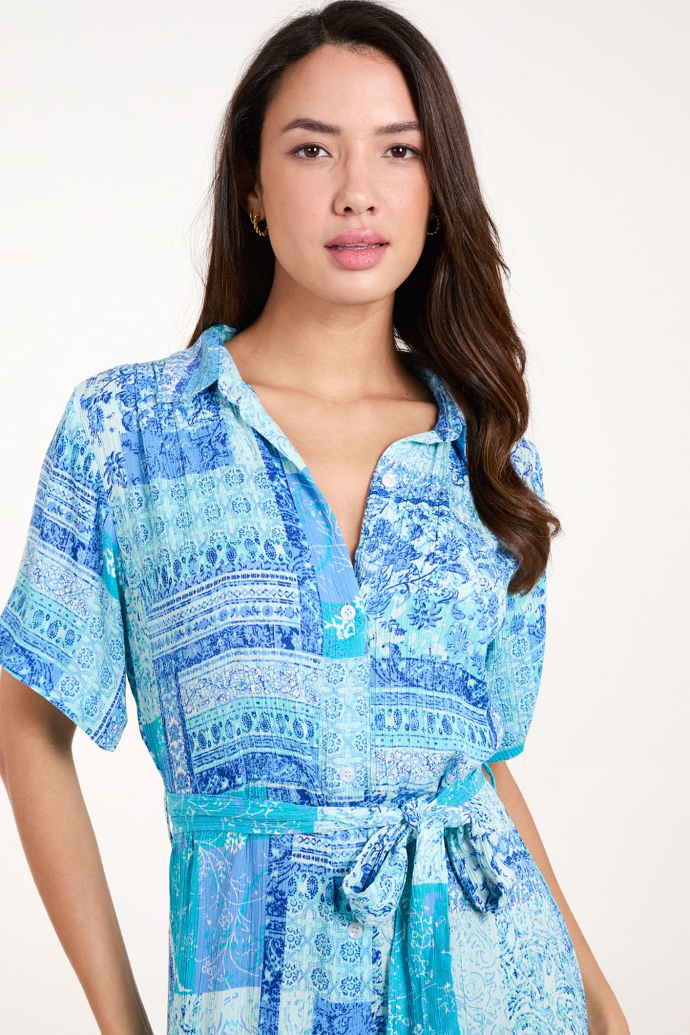 Blue Vanilla Women's Button Through Shirt Dress in Blue