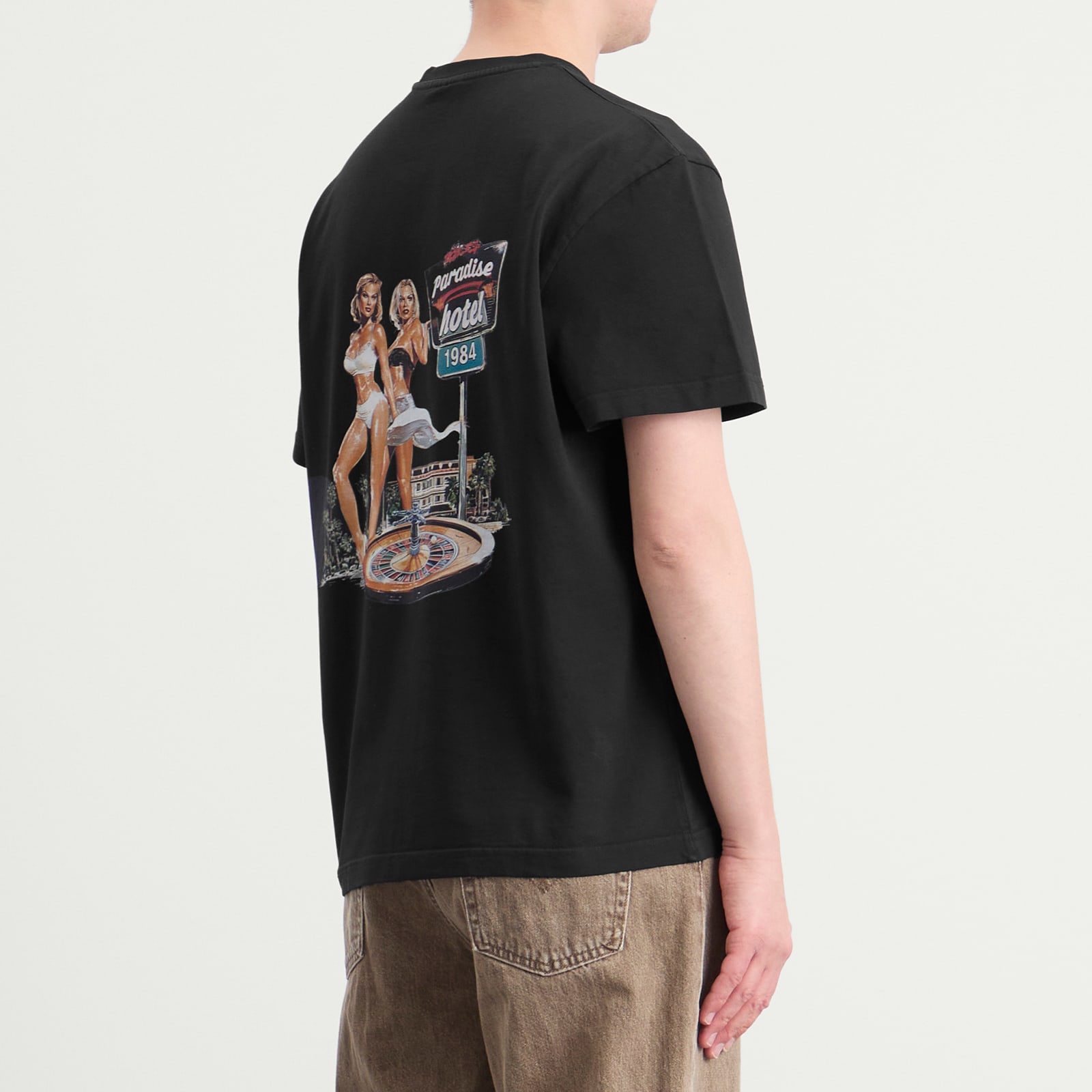 Men's Paradise Hotel T-Shirt in Washed Black
