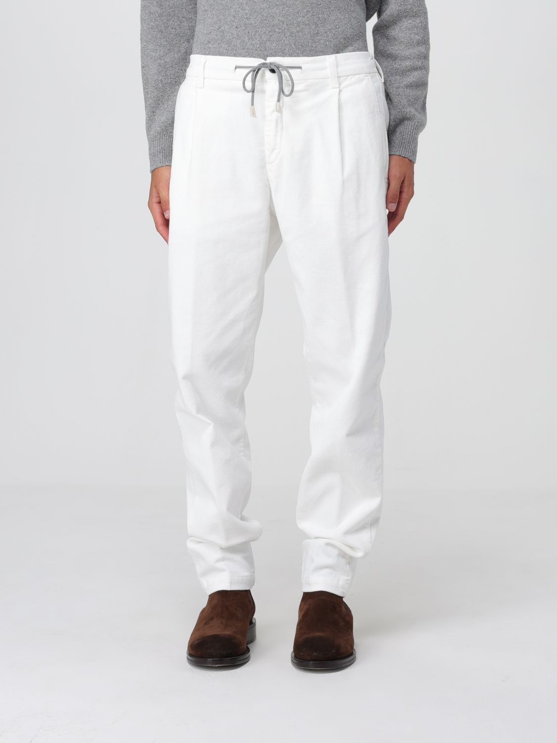 Pleated drawstring trousers - White