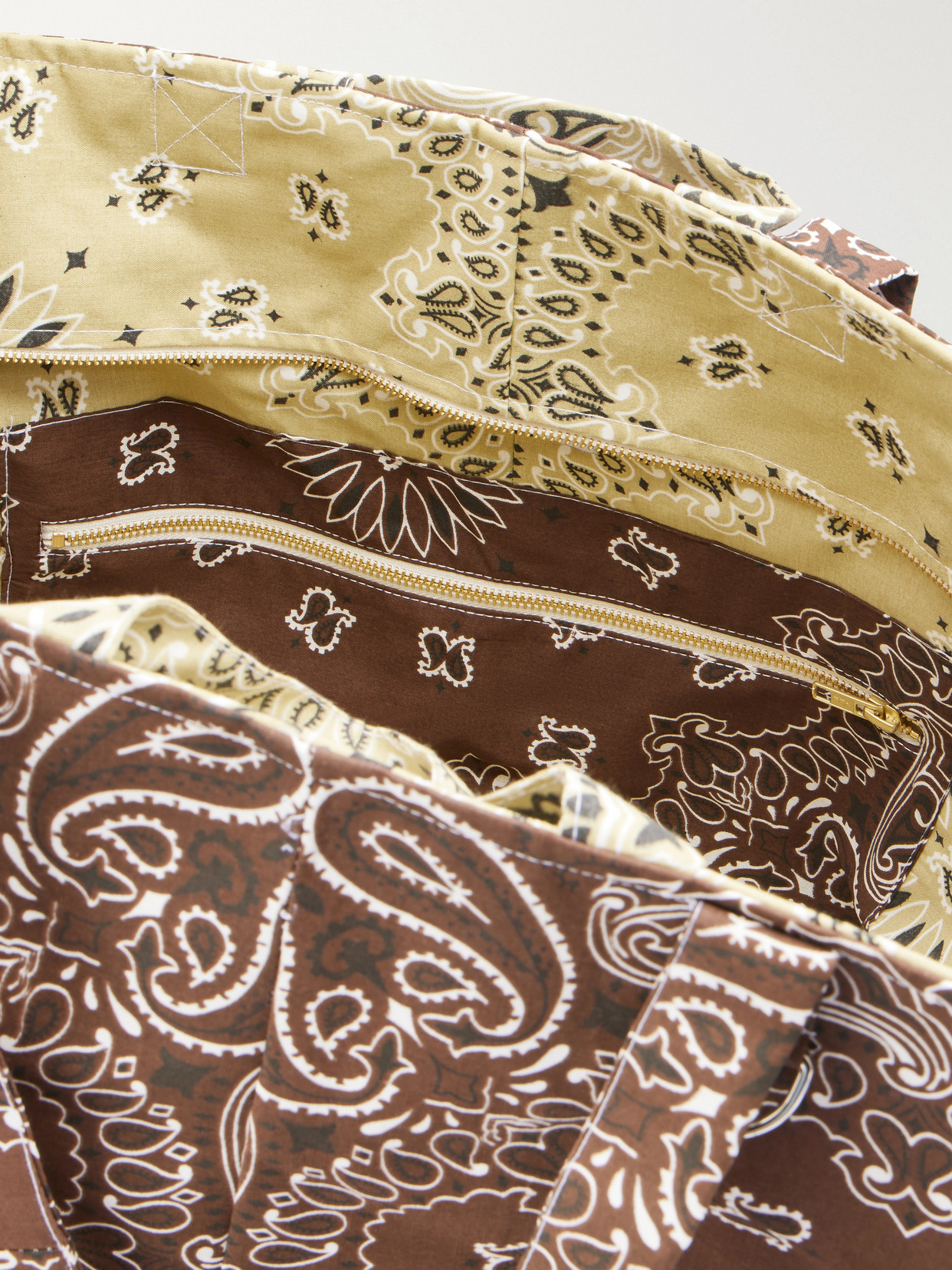 Bandana-print Cotton Tote - Brown