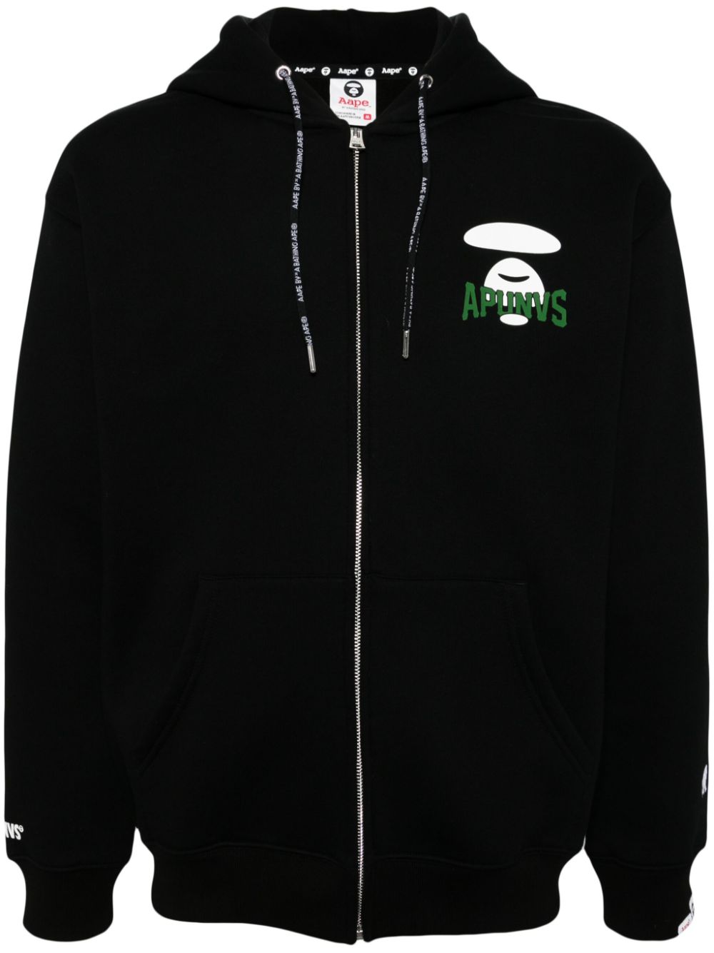 Logo-printed hooded jacket - Black