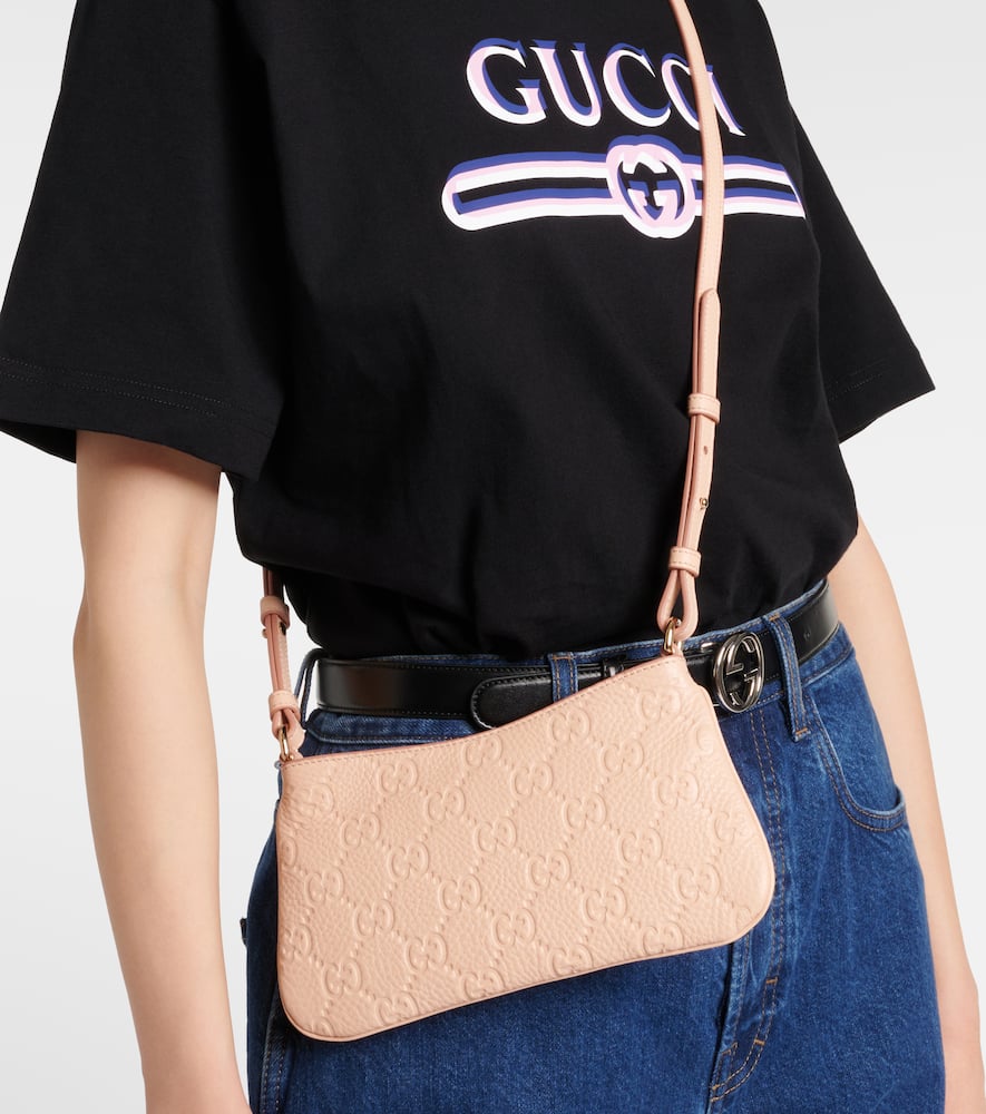 GG Super Mini debossed leather shoulder bag
