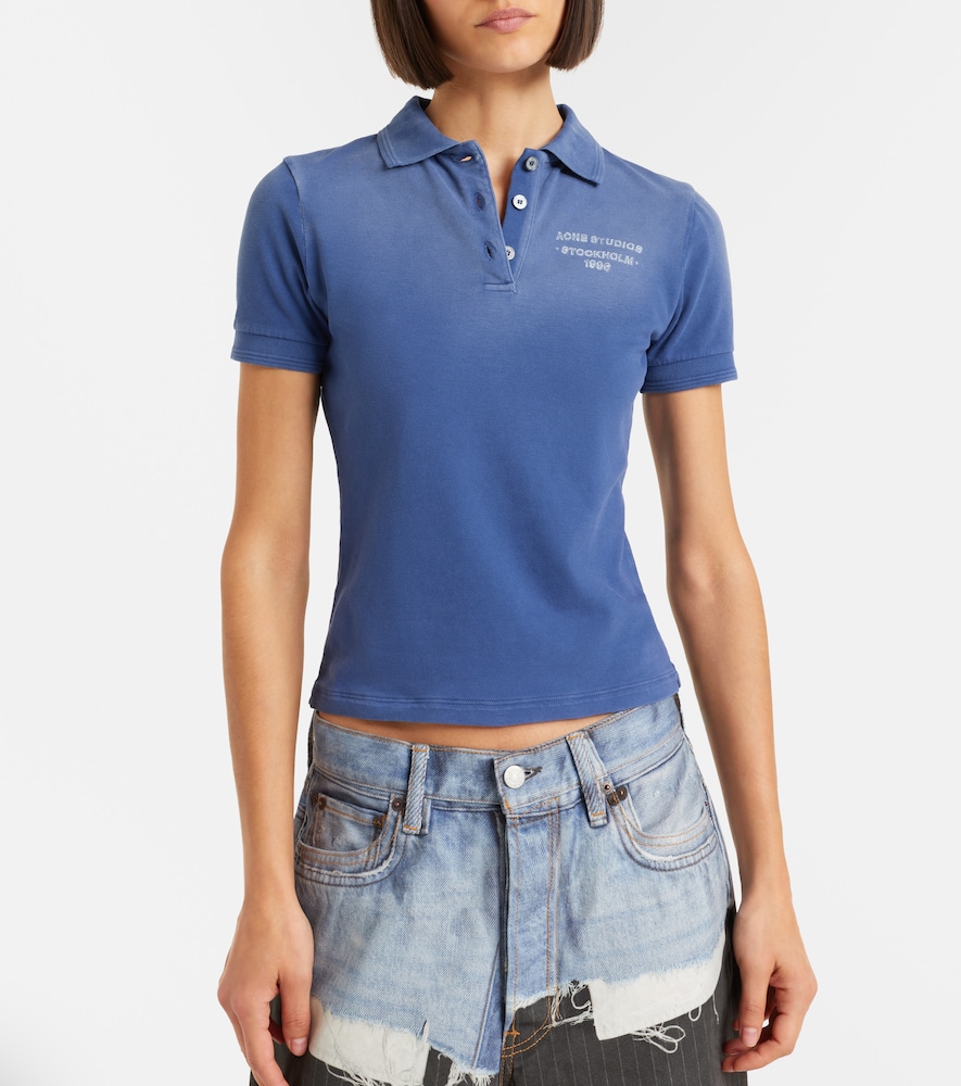Faded cotton-blend piqué polo shirt