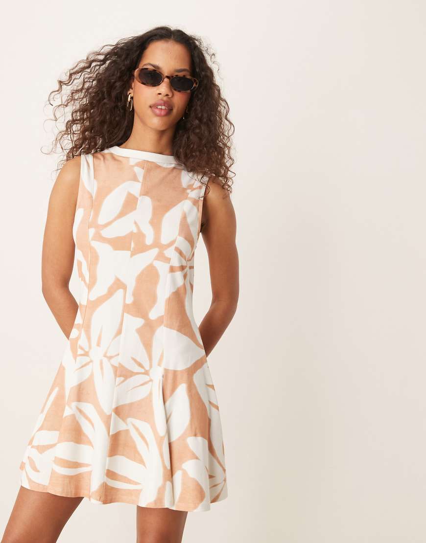 ASOS DESIGN cotton sleeveless midi sundress in pink and white oversized floral print-Multi