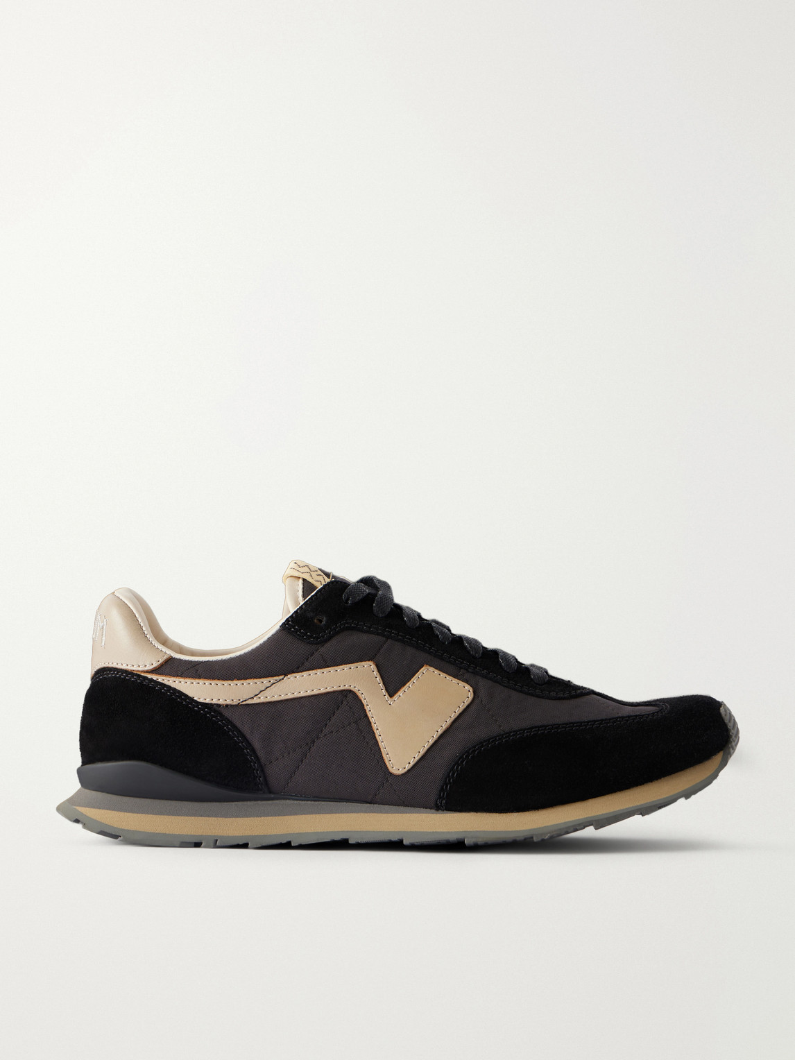 FKT Runner Leather and Suede-Trimmed Canvas Sneakers