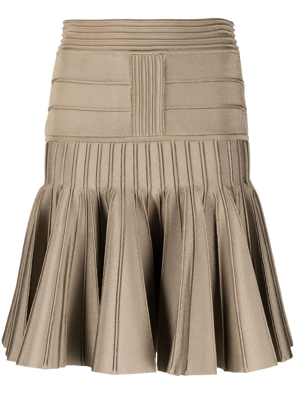 Pleated knit miniskirt - Neutrals