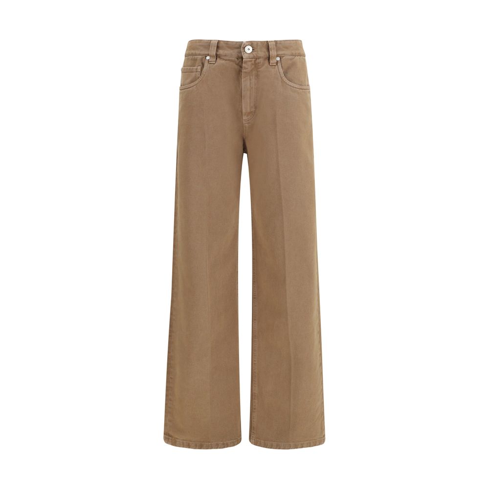 Cotton Straight-Leg Jeans — Brown