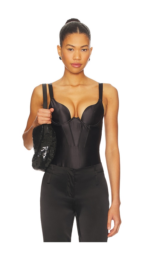 BLUEBELLA Verona Luxury Satin Wired Push-up Bodysuit in Black. - 36D also in 32B, 32C, 32D, 34B, 34C, 34D, 36B, 36C