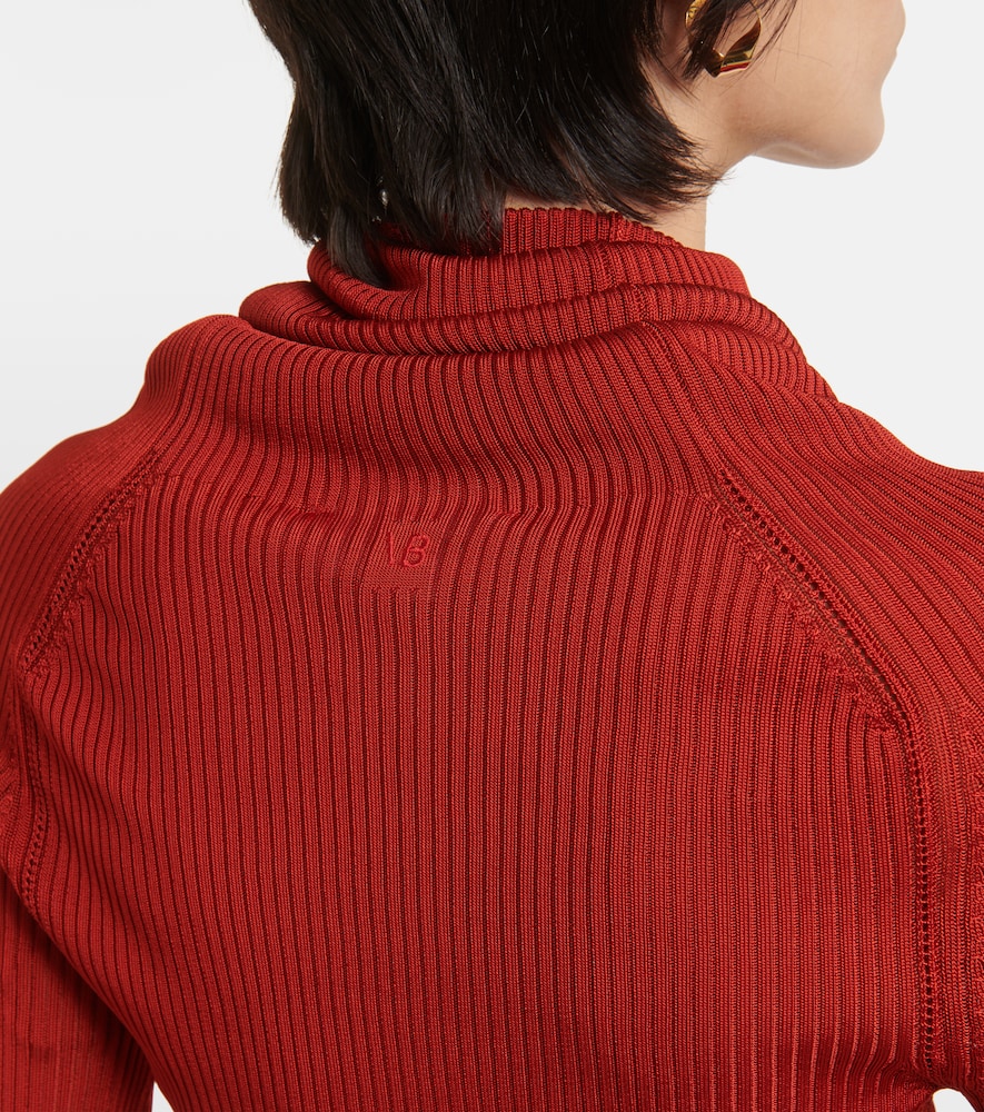 Ribbed-knit turtleneck top
