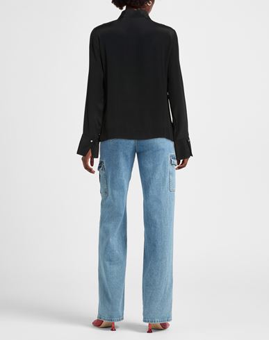 Woman Top Black Size 10 Acetate, Silk