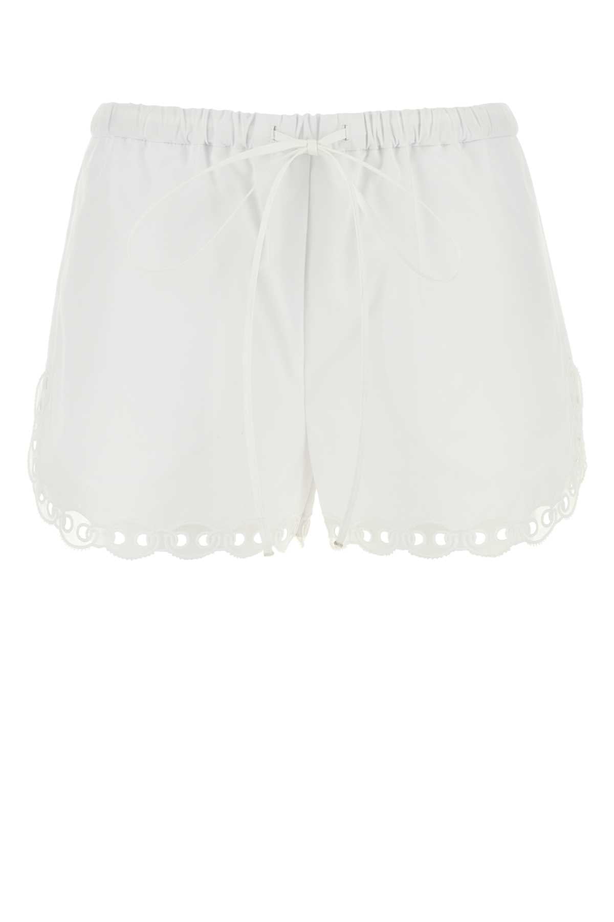 Scalloped Poplin Shorts — White