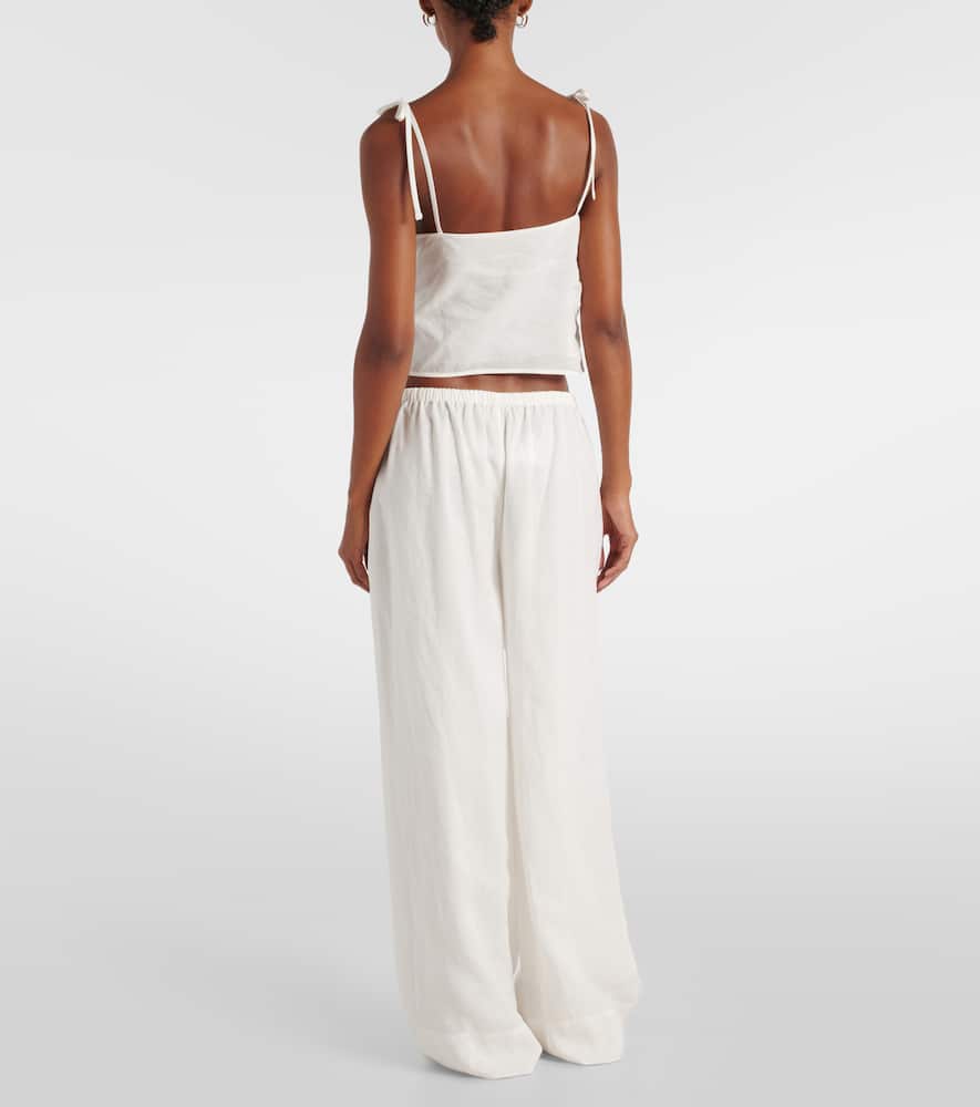 Rosalia mid-rise ramie wed-leg pants