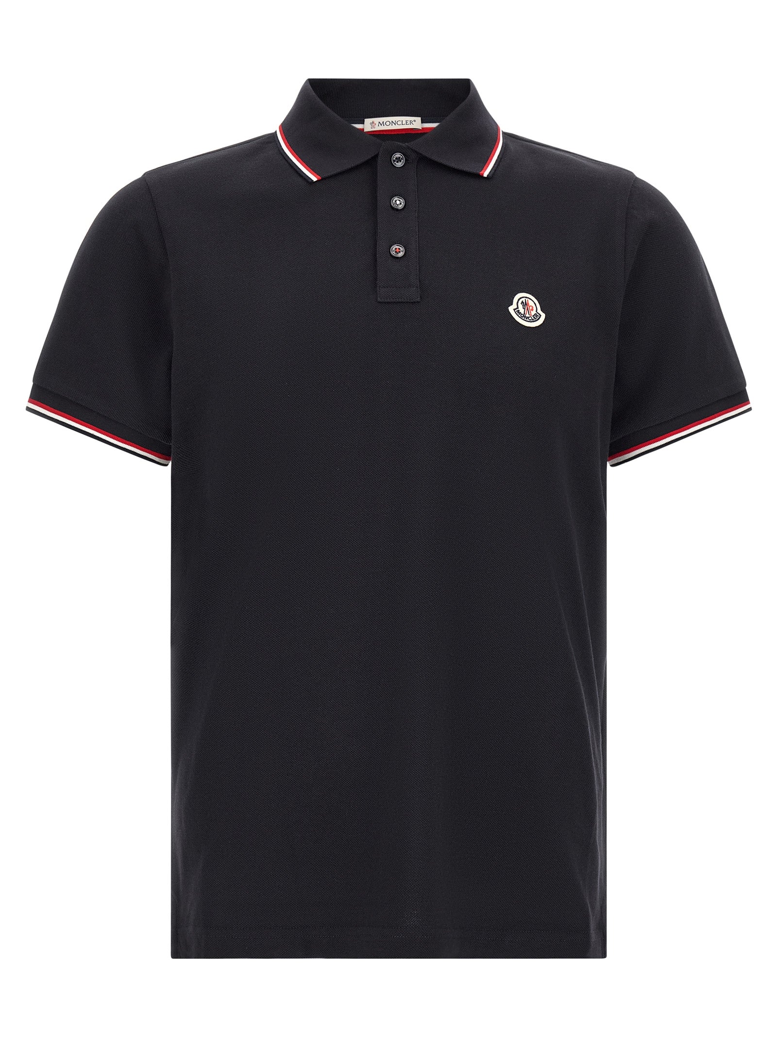 Tricolor-Striped Cotton Piqué Polo Shirt — Black
