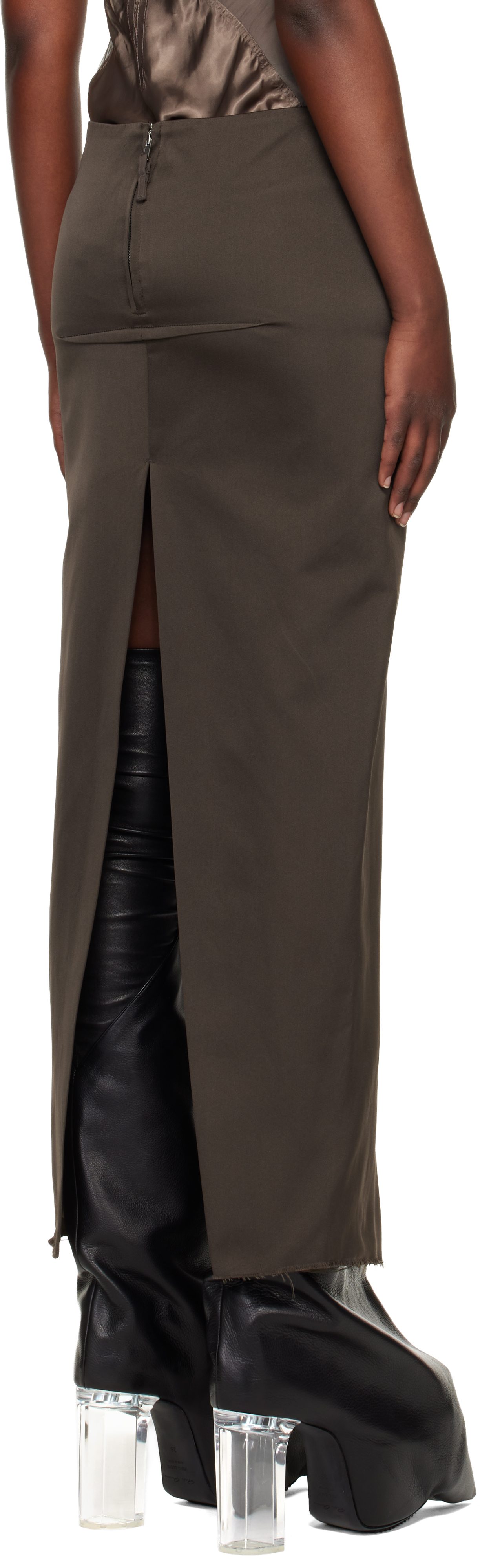 Gray Temple Sliced Midi Skirt