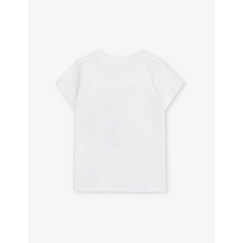 Boys White Kids Brand-print Crewneck Cotton-jersey T-shirt 5 Years