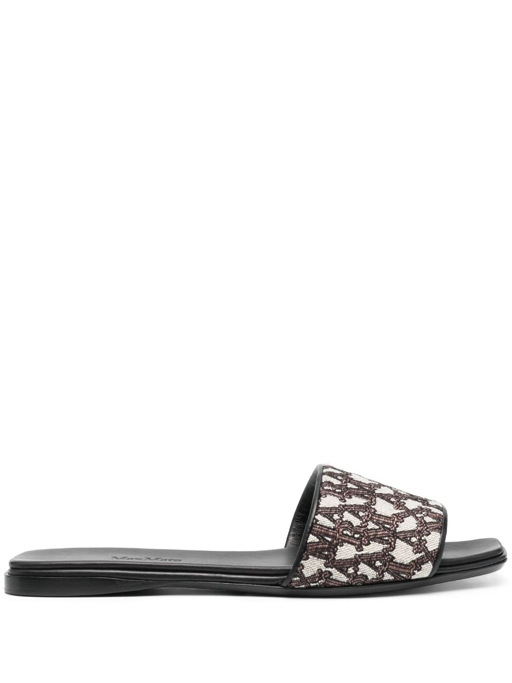 Logo-jacquard leather slides - Brown