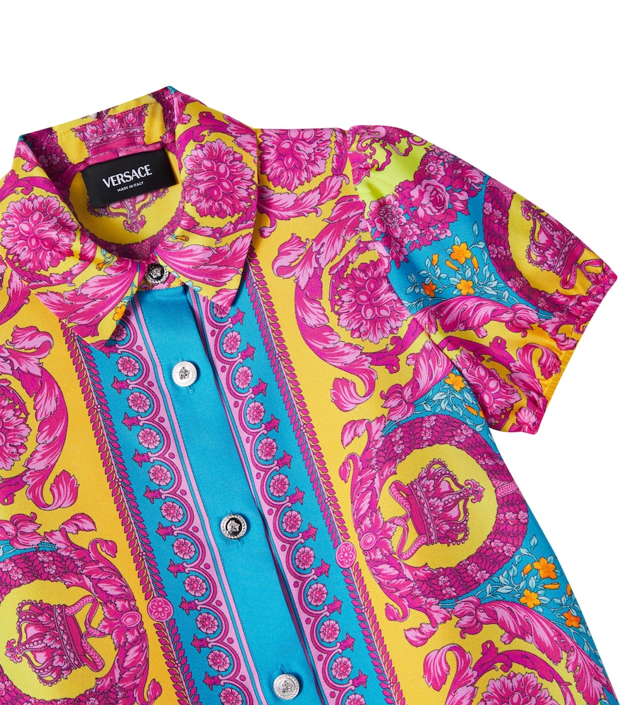 Electric Barocco silk twill shirt dress