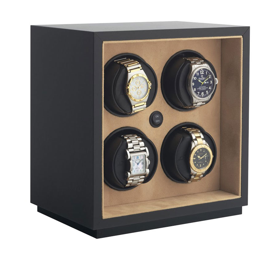 InSafe Four Black Leather Watch Winder
