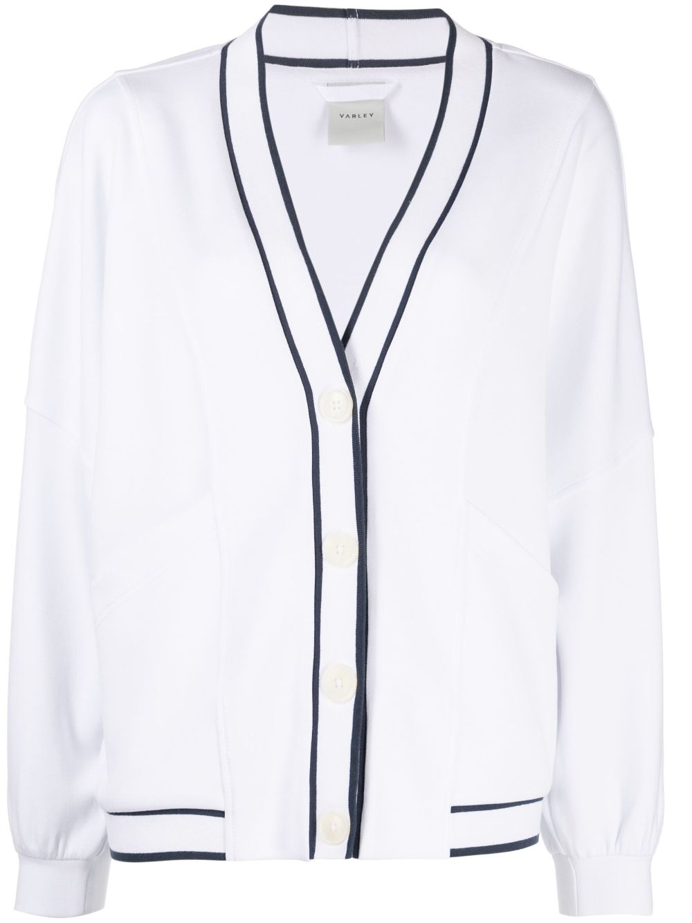 Two-tone striped buttoned cardigan - White