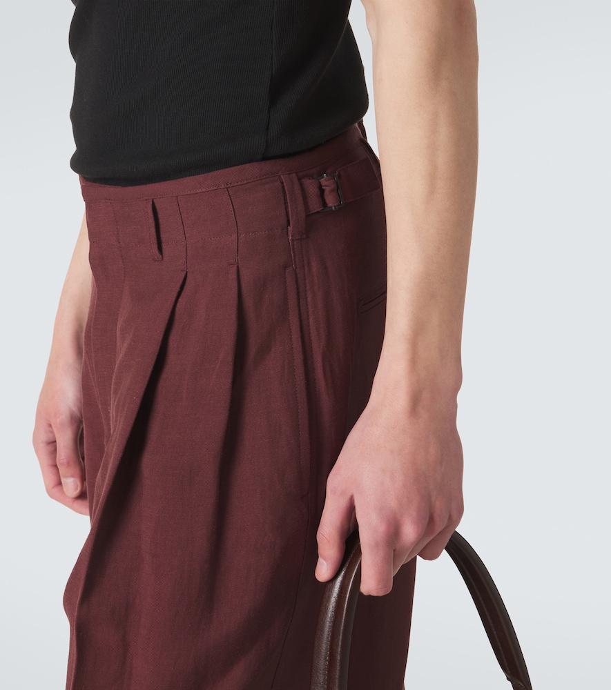 Pleated gabardine wide-leg pants