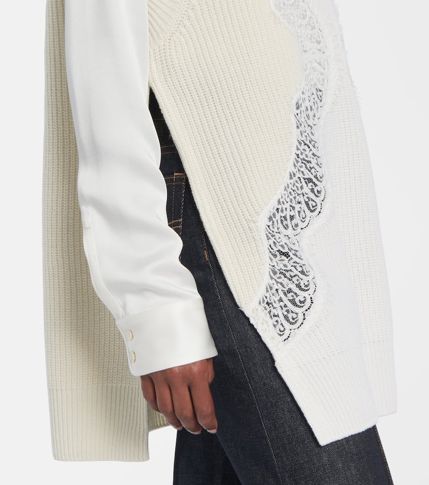 Virgin wool lace sweater vest