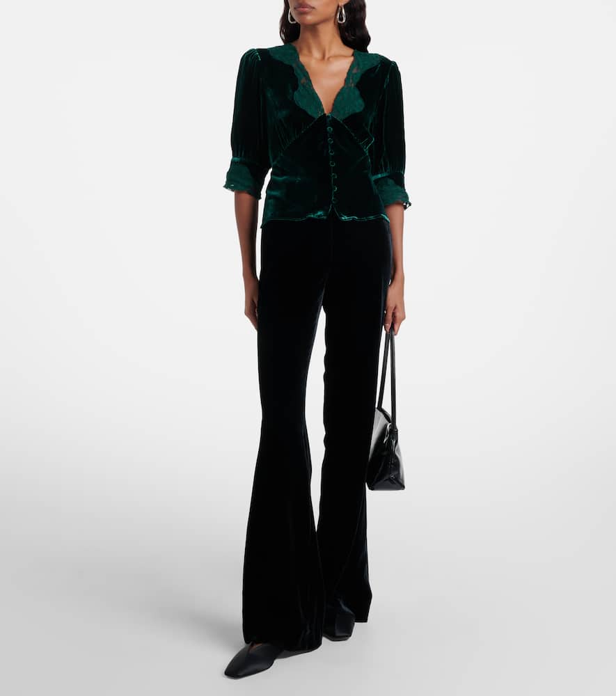 Amanda lace-trimmed velvet top