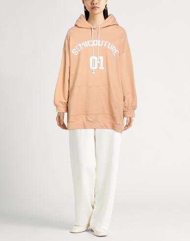 Woman Sweatshirt Sand Size 6 Cotton, Silk, Polyester
