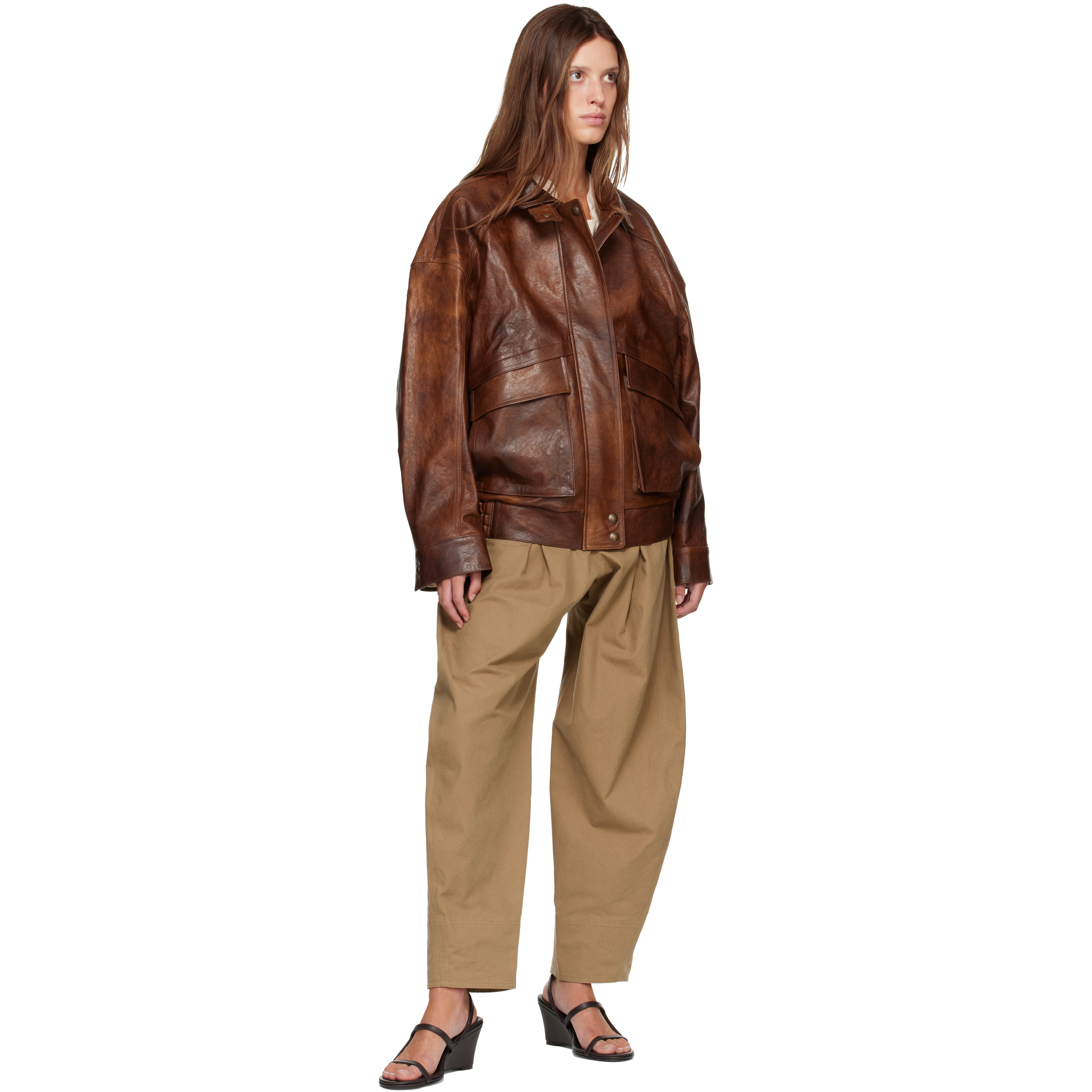 Beige Milo Pintuck Cotton Trousers