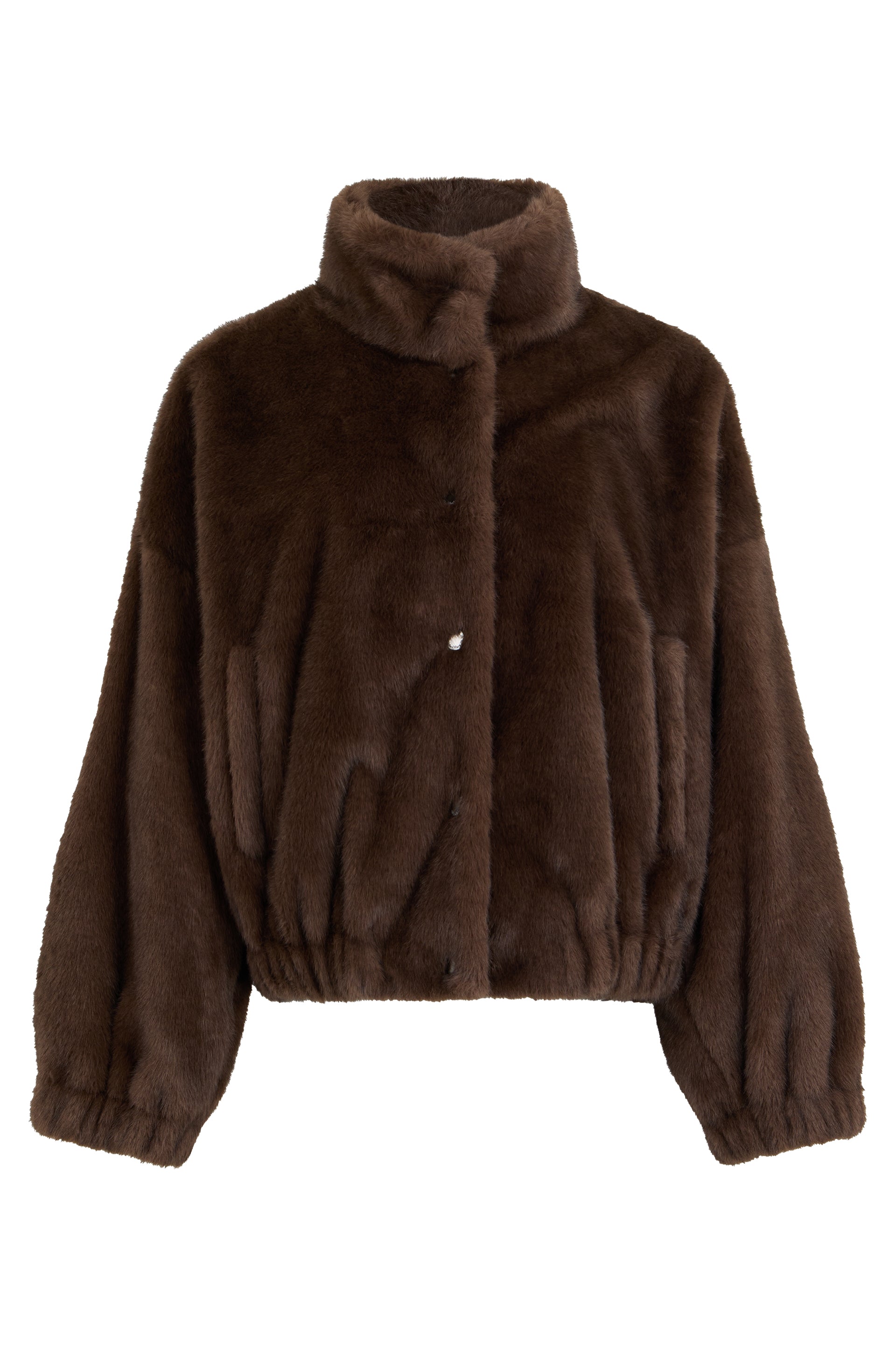 Weekend Short Faux Fur Jacket with High Collar