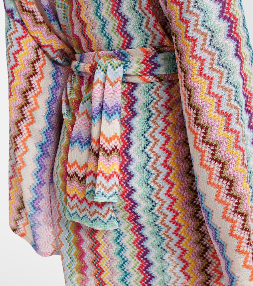 Zig Zag oversized lamé wrap cardigan