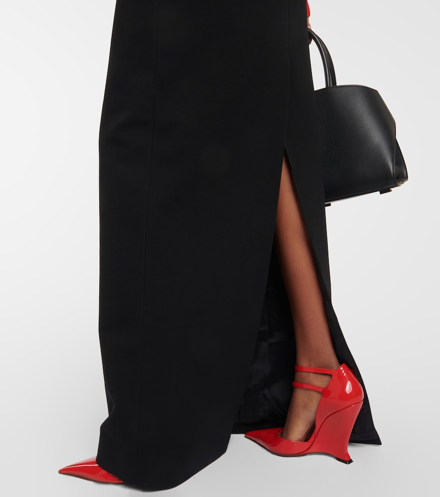 High-rise wool-blend maxi skirt