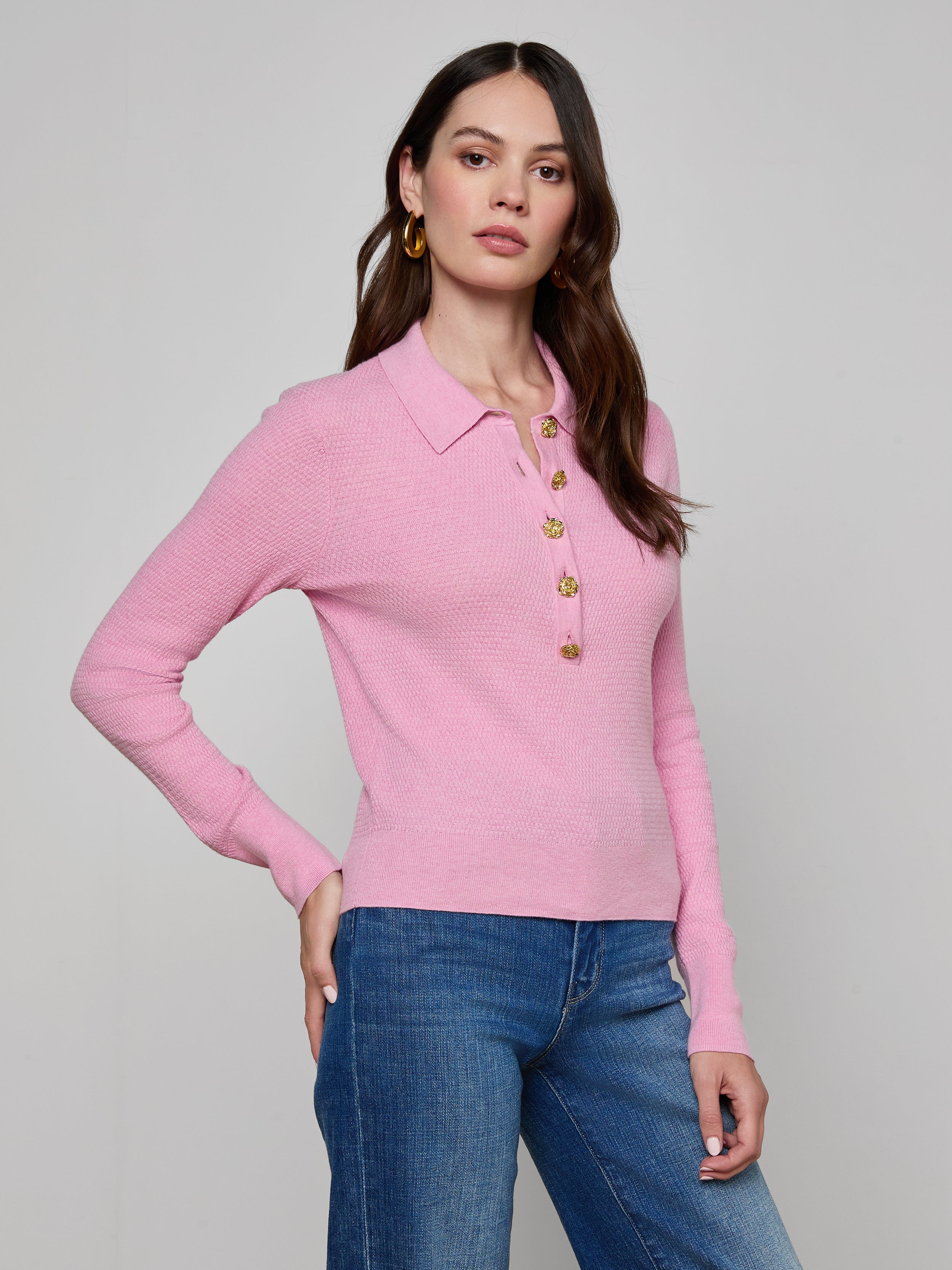 Sterling Sweater In Fondant Pink/gold Rose