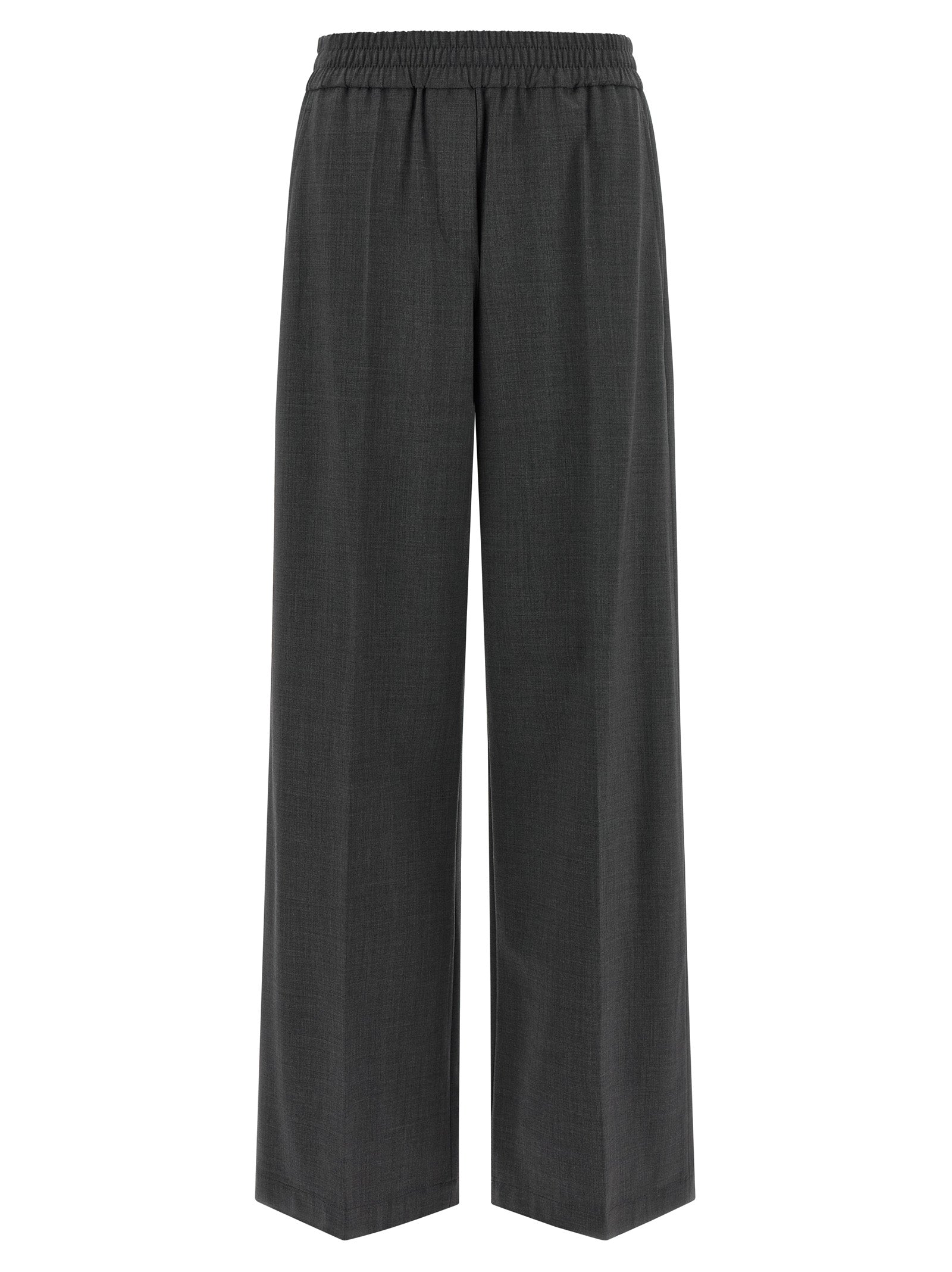 Virgin Wool Flared Trousers — Gray